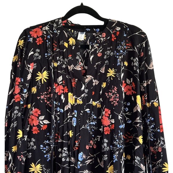 Old Navy Womens Black Floral Rayon Long Sleeve Dress Size S Boho Cottagecore NWT - Picture 2 of 7